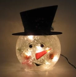 12" Crackle Glass Snowman Lamp -Outdoor Garden Living 195607 3
