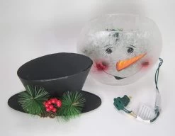 12" Crackle Glass Snowman Lamp -Outdoor Garden Living 195607 4
