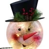 12" Crackle Glass Snowman Lamp -Outdoor Garden Living 195607 5
