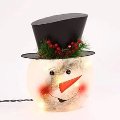 12" Crackle Glass Snowman Lamp -Outdoor Garden Living 195607 6