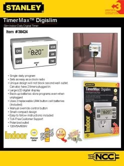 Stanley TimerMax™ DigiSlim Daily Digital Indoor Timer -Outdoor Garden Living 237321 2