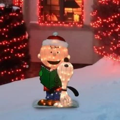 2D Lighted Charlie Brown & Snoopy Sculpture -Outdoor Garden Living 243582 2