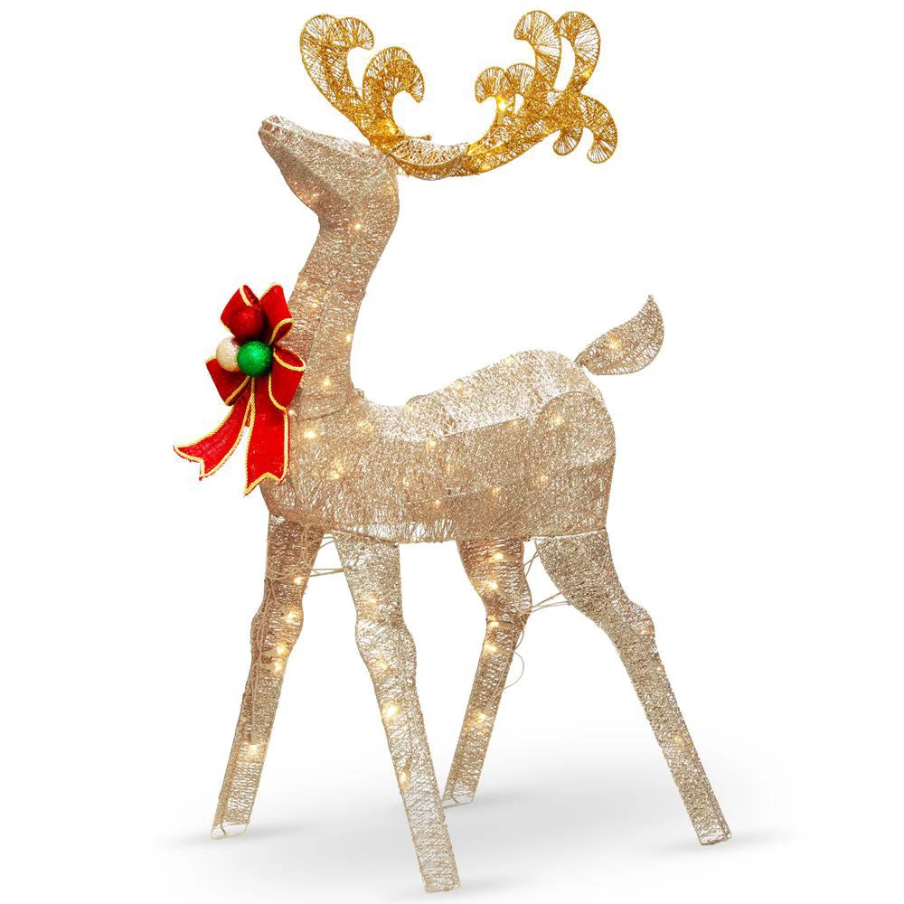 48" Crystal Splendor Standing Deer With Bow LED Lighted Sculpture 4 48" Crystal Splendor Standing Deer With Bow LED Lighted Sculpture - Image 2