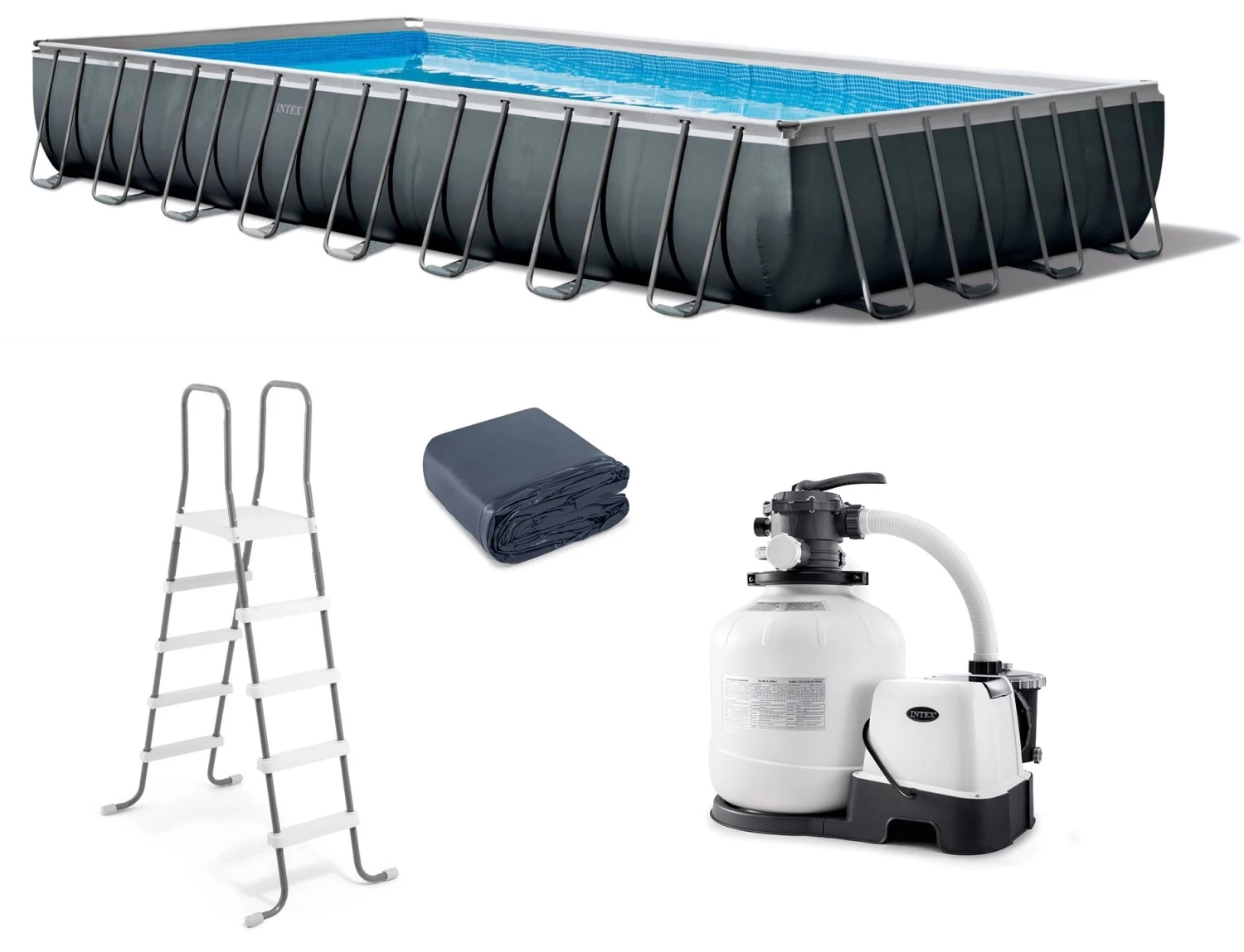 Intex 18' X 9' X 52" Ultra XTR™ Rectangular Frame Pool Set With Sand Filter Pump 3 Intex 18' X 9' X 52" Ultra XTR™ Rectangular Frame Pool Set With Sand Filter Pump