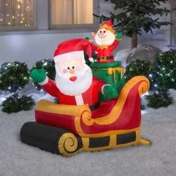 3.5' Airblown® Inflatable Santa And Sleigh By Gemmy
