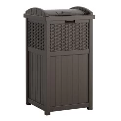 Suncast 30 Gallon Resin Wicker Outdoor Trash Hideaway® Container -Outdoor Garden Living 268448 3