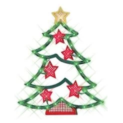 Lighted Christmas Tree With Stars Window Silhouette -Outdoor Garden Living 297691 2