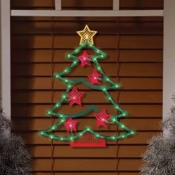 Lighted Christmas Tree With Stars Window Silhouette -Outdoor Garden Living 297691 2 2100fb06 b65a 4477 a59e 81edc7f7084e