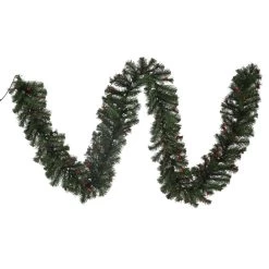 9' Noble Fir Non-Lit Artificial Christmas Garland With Red Berries -Outdoor Garden Living 318372