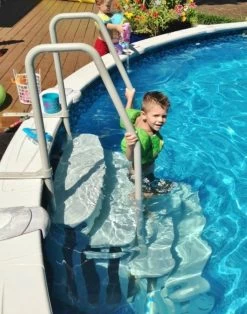Main Access Easy Entry Step With Dual Handrails For 48"-54" Above Ground Swimming Pools -Outdoor Garden Living 374019
