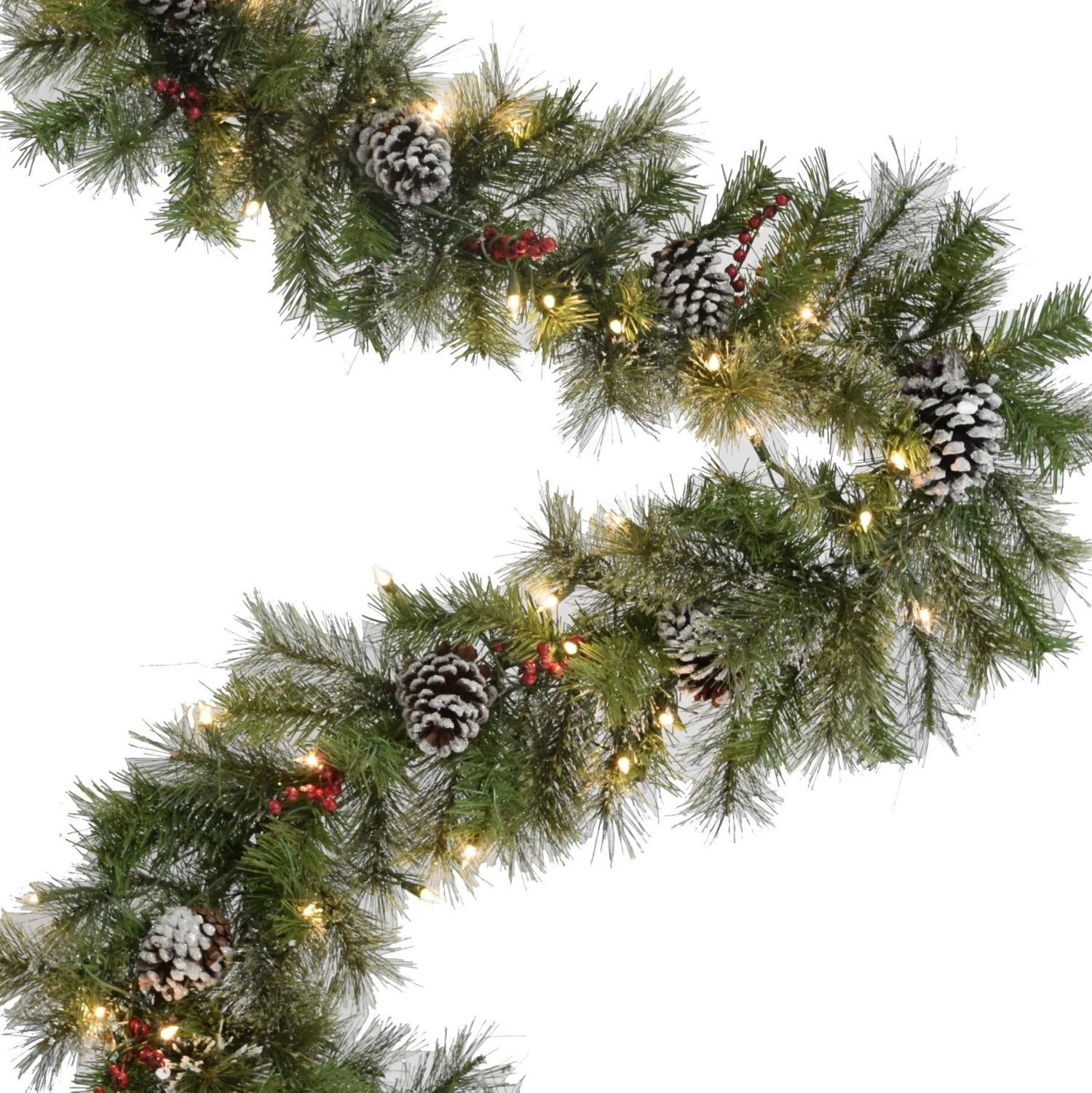 9' Frosted Mountain Ridge Pre-Lit Artificial Garland 3 9' Frosted Mountain Ridge Pre-Lit Artificial Garland