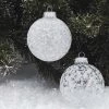 Set Of 4 Frosted Lace And Sparkle Glass Ornaments -Outdoor Garden Living 468f10718c5c142f2ad8c51d026b151a