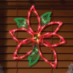 Lighted Poinsettia Window Silhouette 6 Lighted Poinsettia Window Silhouette -Outdoor Garden Living 473101 3