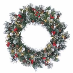 Windsor Glazier Pre-Lit Artificial Wreath -Outdoor Garden Living 4f09a10f21ca89832fffd13694ee77d8