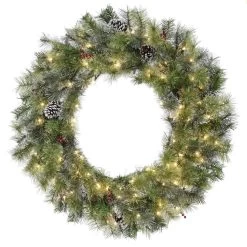 Frosted Mountain Ridge Pre-Lit Artificial Wreaths -Outdoor Garden Living 589857