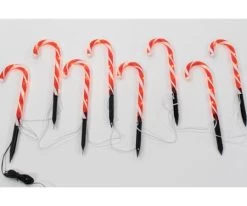 Set Of 10 Candy Cane Lawn Stakes -Outdoor Garden Living 590198 2