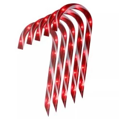 Set Of 10 Candy Cane Lawn Stakes -Outdoor Garden Living 590198