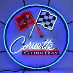 Neonetics GM Corvette C2 Stingray Round Neon Sign With Backing