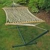 2-Point Single Cotton Rope Hammock With Stand -Outdoor Garden Living 6250