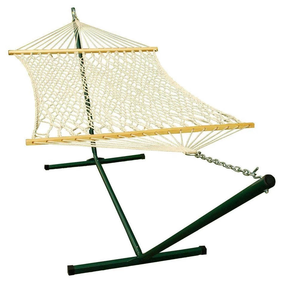 2-Point Single Cotton Rope Hammock With Stand 4 2-Point Single Cotton Rope Hammock With Stand - Image 2