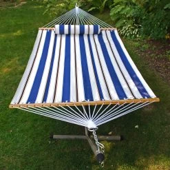 Single Fabric Hammock With Stand And Pillow