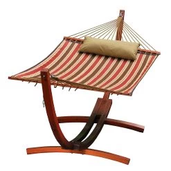 2-Point Quilted Hammock With Arc Frame Combination -Outdoor Garden Living 6710160SP Alt1