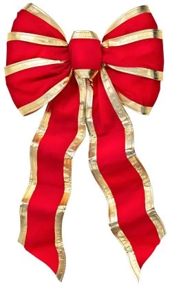 7-Loop Red And Gold Wired Bow