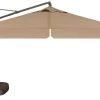 10' Square Cantilever Umbrella In A Bronze Frame With A Sesame Linen Canopy With Base -Outdoor Garden Living 743174 2