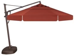 11' Octagon Cantilever Bronze Frame Henna Canopy Umbrella With Base