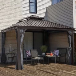 Gray Curtains For Provence Hard Top Gazebos By Sojag -Outdoor Garden Living 744256 2