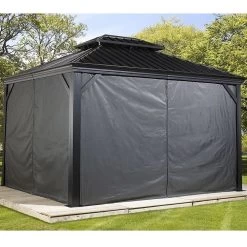 Gray Curtains For Provence Hard Top Gazebos By Sojag -Outdoor Garden Living 744256 4