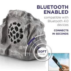 Solar Powered Bluetooth Enabled Waterproof Rock Speaker -Outdoor Garden Living 750340064bf504d972f2218474709bef