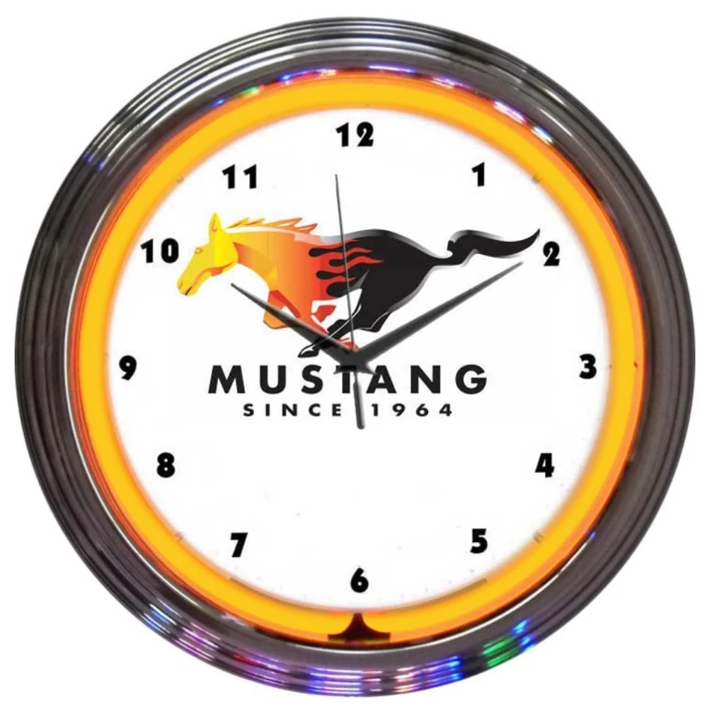 Ford Mustang Since 64 Orange Neon Clock 3 Ford Mustang Since 64 Orange Neon Clock