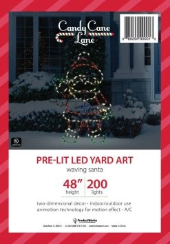 48" LED Animation Waving Santa Yard Decoration With Durable Steel Frame 11 48" LED Animation Waving Santa Yard Decoration With Durable Steel Frame -Outdoor Garden Living 90001 pkg