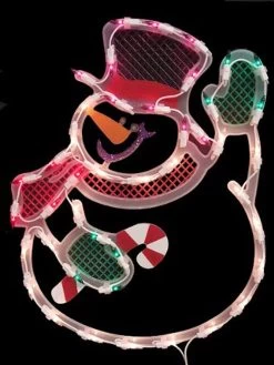 Illuminated Waving Snowman Window Silhouette -Outdoor Garden Living 965071 2