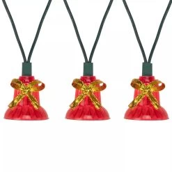 40 Musical Red Bell Lights With Gold Bows -Outdoor Garden Living 979184 2
