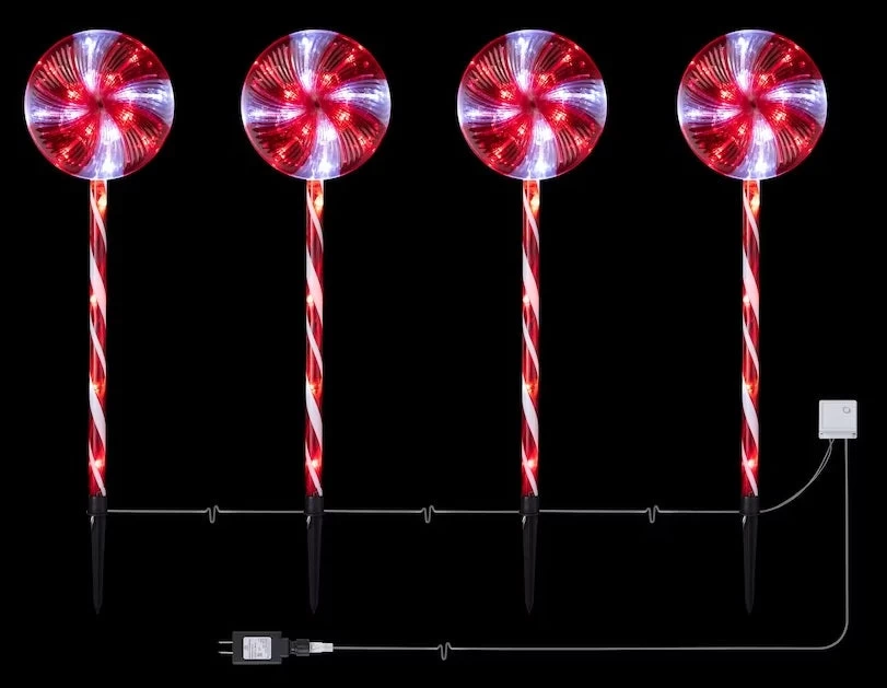 28" LED Peppermint Candy Multi-Function Garden Stakes (4-pack) 4 28" LED Peppermint Candy Multi-Function Garden Stakes (4-pack) - Image 2