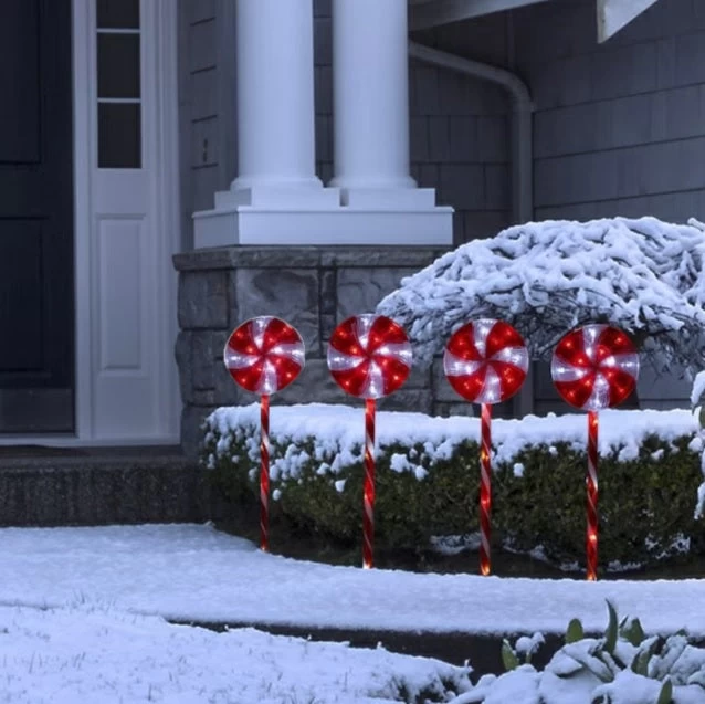 28" LED Peppermint Candy Multi-Function Garden Stakes (4-pack) 3 28" LED Peppermint Candy Multi-Function Garden Stakes (4-pack)