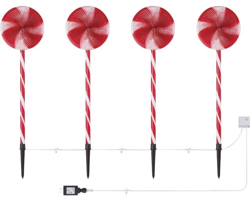28" LED Peppermint Candy Multi-Function Garden Stakes (4-pack) 6 28" LED Peppermint Candy Multi-Function Garden Stakes (4-pack) - Image 4