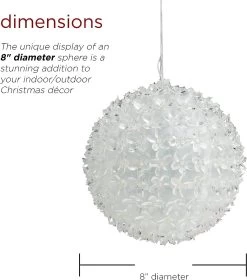 8" Twinkling LED Sphere Christmas Ornament With 9 Light Functions -Outdoor Garden Living 988825 3