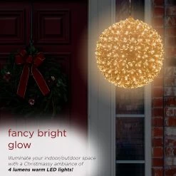 8" Twinkling LED Sphere Christmas Ornament With 9 Light Functions -Outdoor Garden Living 988825 4