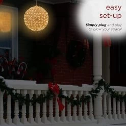 8" Twinkling LED Sphere Christmas Ornament With 9 Light Functions -Outdoor Garden Living 988825 5