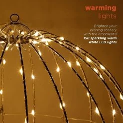 8" Foldable Metal LED Sphere Hanging Ornament (3-Pack) -Outdoor Garden Living 988833 6