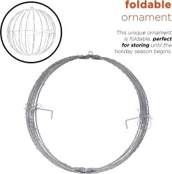 8" Foldable Metal LED Sphere Hanging Ornament (3-Pack) -Outdoor Garden Living 988833 7