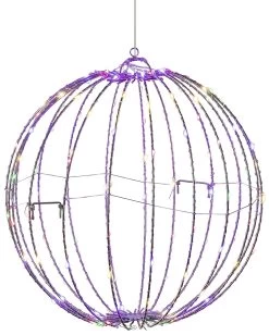 8" Foldable Metal LED Sphere Hanging Ornament (3-Pack) -Outdoor Garden Living 988838 2