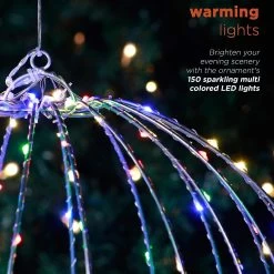 8" Foldable Metal LED Sphere Hanging Ornament (3-Pack) -Outdoor Garden Living 988838 5