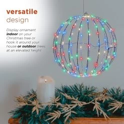8" Foldable Metal LED Sphere Hanging Ornament (3-Pack) -Outdoor Garden Living 988838 6