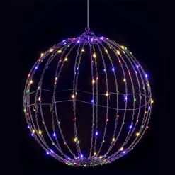 8" Foldable Metal LED Sphere Hanging Ornament (3-Pack) -Outdoor Garden Living 988838 7