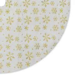 48" Gold And White Snowflake Embroidered Christmas Tree Skirt -Outdoor Garden Living 989 085 T51628
