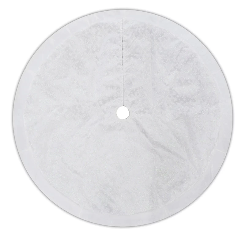48" White Sheer Organza With Faux Fur Trim Christmas Tree Skirt 3 48" White Sheer Organza With Faux Fur Trim Christmas Tree Skirt